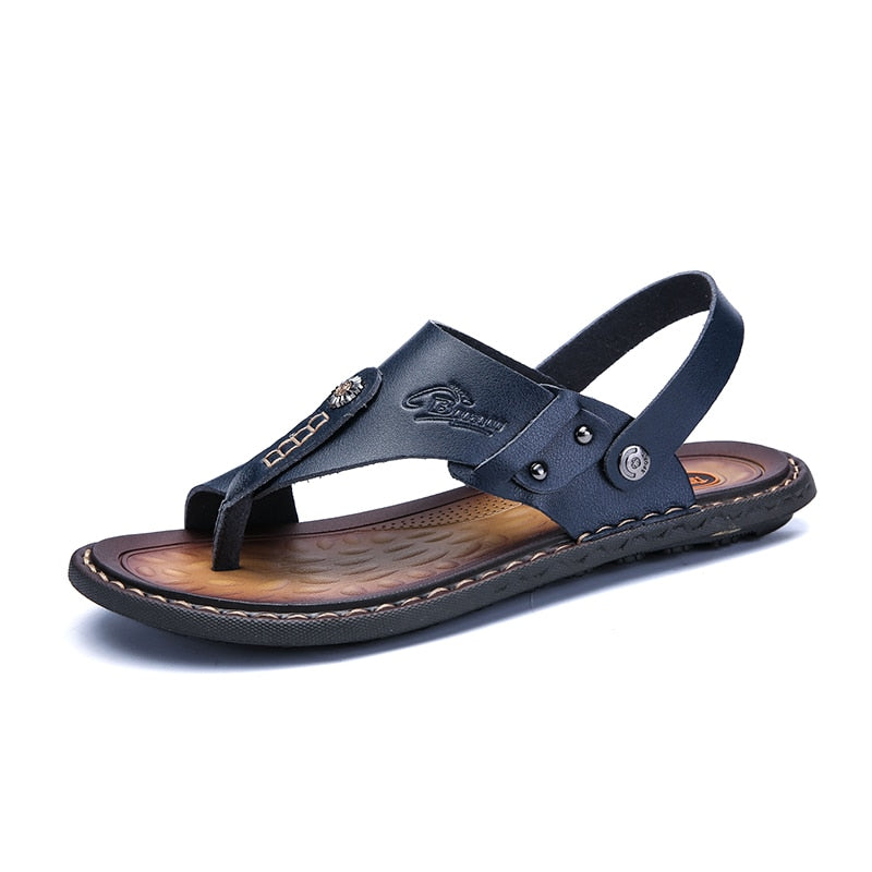 Sandália Masculina de Couro Genuíno