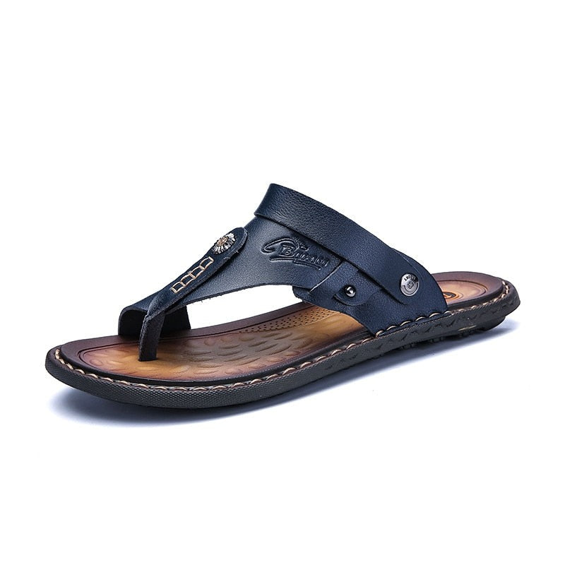 Sandália Masculina de Couro Genuíno